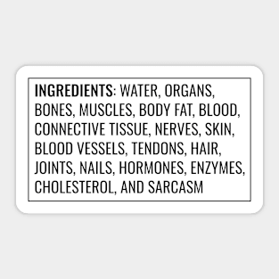 Ingredients of a Human: Sarcasm Sticker